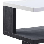 Benzara Dual Tone Wooden End Table with 2 Open Bottom Shelves, Gray and White