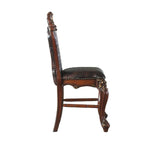 Benzara Leatherette Padded Counter Height Chair with Carvings, Set of 2, Brown