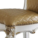 Benzara Leatherette Padded Counter Height Chair, Set of 2, White and Beige