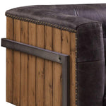 Benzara Leatherette Accent Chair with Plank Style Wooden Body, Brown