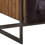 Benzara Leatherette Accent Chair with Plank Style Wooden Body, Brown