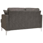 Benzara Fabric Upholstered Loveseat with Metal Bracket Legs and Track Armrests,Gray