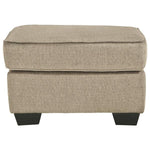Benzara Fabric Upholstered Rectangular Ottoman with Welt Trim Details, Beige
