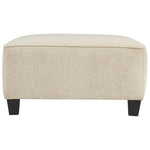 Benzara Fabric Upholstered Oversized Square Ottoman with Tapered Block Legs, Beige