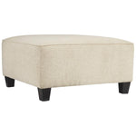 Benzara Fabric Upholstered Oversized Square Ottoman with Tapered Block Legs, Beige