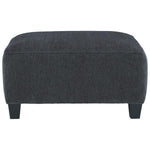 Benzara Fabric Upholstered Oversized Square Ottoman with Tapered Block Legs, Gray