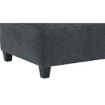 Benzara Fabric Upholstered Oversized Square Ottoman with Tapered Block Legs, Gray