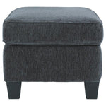Benzara Fabric Upholstered Rectangular Ottoman with Tapered Block Legs, Gray