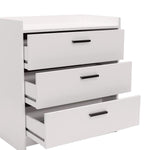 Benzara 3 Drawer Wooden Chest with Sled Base, Glossy White