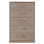 Benzara 5 Drawer Wooden Frame Chest with Sled Base, Beige