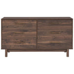 Benzara 6 Drawer Wooden Dresser with Grain Details and Block Legs, Brown
