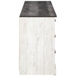 Benzara 6 Drawer Wooden Dresser with Grain Details, White and Gray