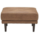 Benzara Mid Century Style Fabric Ottoman with Faux Wood Tapered Round Legs, Brown