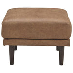 Benzara Mid Century Style Fabric Ottoman with Faux Wood Tapered Round Legs, Brown