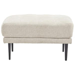 Benzara Fabric Ottoman with Button Tufted Padded Seat and Metal Legs, Light Gray