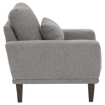 Benzara Fabric Chair with Track Style Arms and 1 Lumbar Pillow, Dark Gray