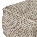 Benzara Handwoven Square Shaped Pouf with Knotted Design and Zipper Closure, Brown
