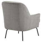 Benzara Fabric Accent Chair with Sleek Flared Track Arms and Metal Legs, Gray