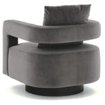Benzara Swivel Fabric Upholstered Accent Chair with Curved Open Back and Arms, Gray