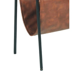 Benzara Marble Top Accent Table with Faux Leather Swing Holder, White and Brown