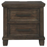 Benzara 2 Drawer Wooden Nightstand with Molded Detailed and Tapered Legs, Brown