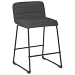 Benzara Channel Stitched Low Back Fabric Barstool with Sled Base, Set of 2, Gray