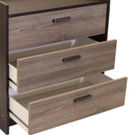 Benzara 3 Drawer Wooden Chest with Sled Base, Black and Brown