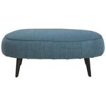 Benzara Fabric Upholstered Oversized Accent Ottoman with Metal Legs, Blue