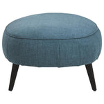 Benzara Fabric Upholstered Oversized Accent Ottoman with Metal Legs, Blue