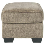 Benzara Textured Fabric Upholstered Ottoman with Welt Trim Details, Brown