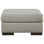 Benzara Fabric Upholstered Square Oversized Accent Ottoman with Block Feet, Blue