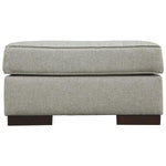 Benzara Fabric Upholstered Square Oversized Accent Ottoman with Block Feet, Blue