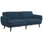 Benzara Fabric Upholstered Flip Flop Sofa with Channel Tufting, Blue