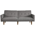 Benzara Fabric Upholstered Flip Flop Sofa with Box Tufting, Gray