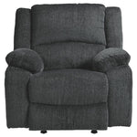 Benzara Fabric Upholstered Rocker Recliner with Pillow Arms, Gray