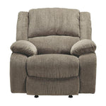 Benzara Fabric Upholstered Rocker Recliner with Pillow Arms, Taupe Brown
