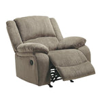 Benzara Fabric Upholstered Rocker Recliner with Pillow Arms, Taupe Brown