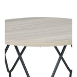 Benzara Wooden Top Round End Table with Open Geometric Base, Gray and Black
