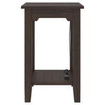 Benzara Wooden Side End Table with 2 USB Ports and Power Cord, Dark Brown