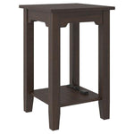 Benzara Wooden Side End Table with 2 USB Ports and Power Cord, Dark Brown