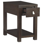 Benzara 1 Drawer Wooden Chairside End Table with 2 USB Plug In, Espresso Brown