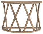 Benzara Wooden Plank Top Sofa Table with X Shaped Motif Base, Light Brown