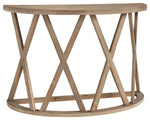 Benzara Wooden Plank Top Sofa Table with X Shaped Motif Base, Light Brown