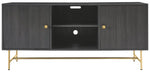 Benzara 2 Single Door Wooden TV Stand with Adjustable Shelves, Large, Dark Gray