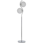 Benzara Contemporary Floor Lamp with Metal and Acrylic Ball Shades, Silver