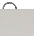 Benzara Open Capsule Metal Body Table Lamp with Fabric Drum Shade, Gray and White