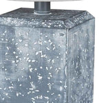 Benzara Cubical Faux Concrete Body Table Lamp with Fabric Drum Shade, Gray