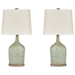 Benzara Bottle Shape Paper Composite Table Lamp with Fabric Shade, Set of 2, Gray