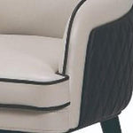 Benzara Mid Century Leatherette Armchair with Peg Legs and Metal Cap,Gray and Brown
