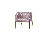 Benzara Textured Fabric Accent Chair with Tubular Metal Legs, Purple and Gold